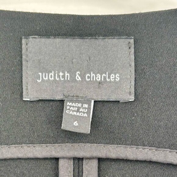 Judith  Charles Clea OpenFront Black Cropped Blazer Jacket Size 6 - Picture 5 of 9